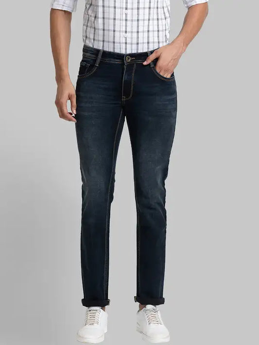Men Slim Tapered Fit Blue Jeans