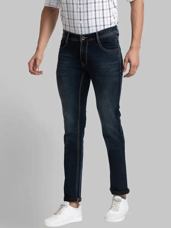 Men Slim Tapered Fit Blue Jeans