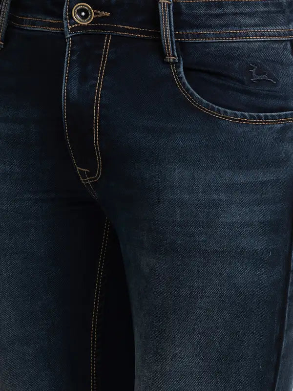 Men Slim Tapered Fit Blue Jeans