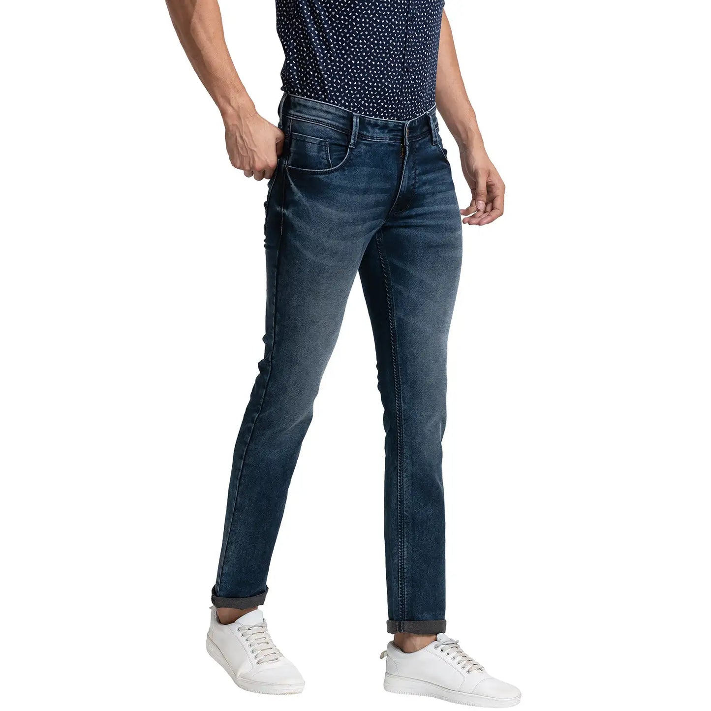 Men Slim Fit Blue Jeans