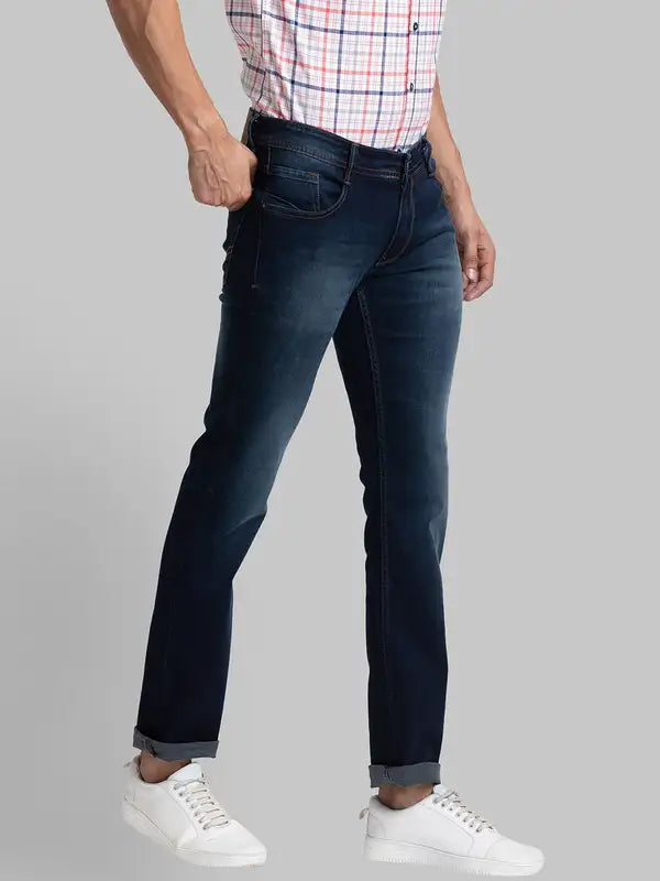Men Slim Tapered Fit Blue Jeans