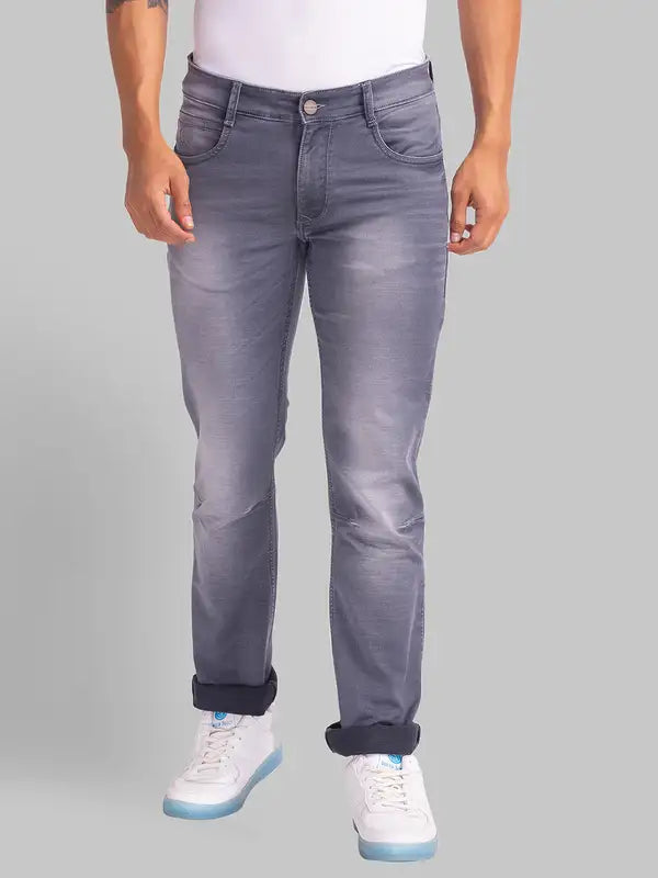 Men Slim Tapered Fit Grey Jeans