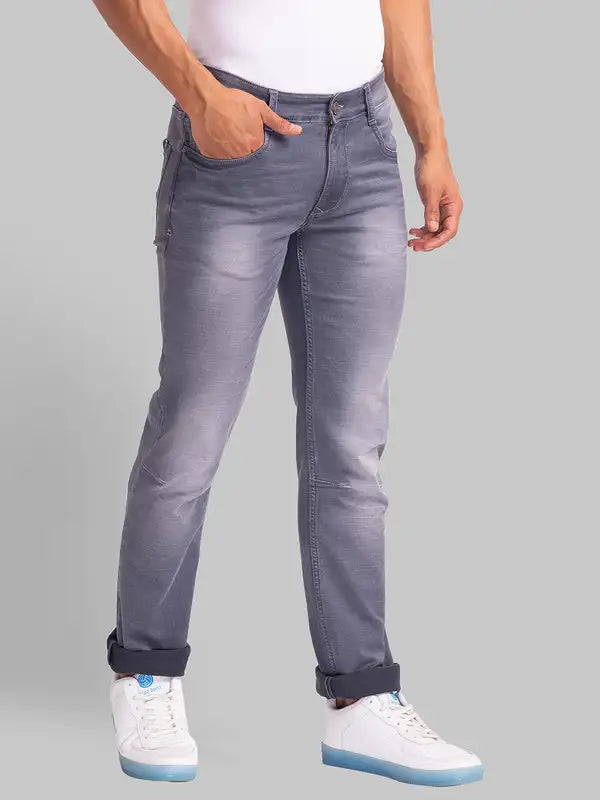 Men Slim Tapered Fit Grey Jeans