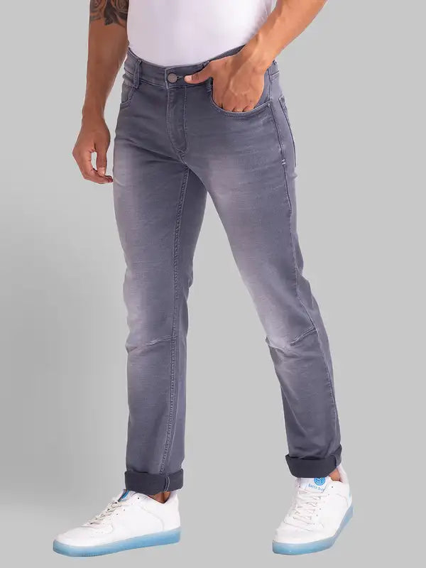 Men Slim Tapered Fit Grey Jeans