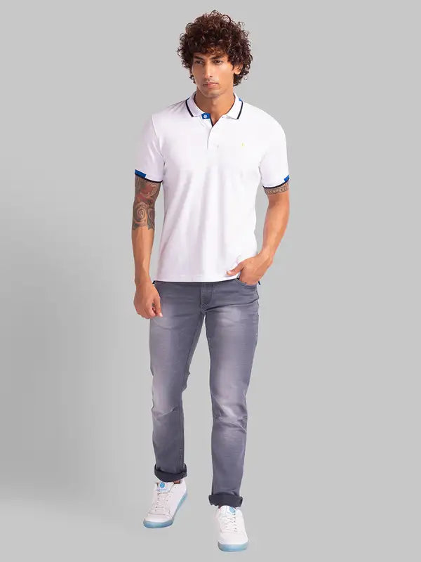 Men Slim Tapered Fit Grey Jeans