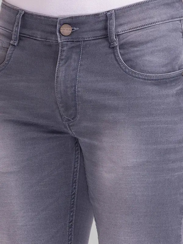 Men Slim Tapered Fit Grey Jeans
