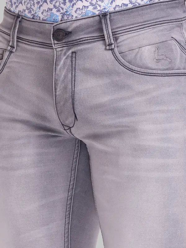 Men Slim Tapered Fit Blue Jeans