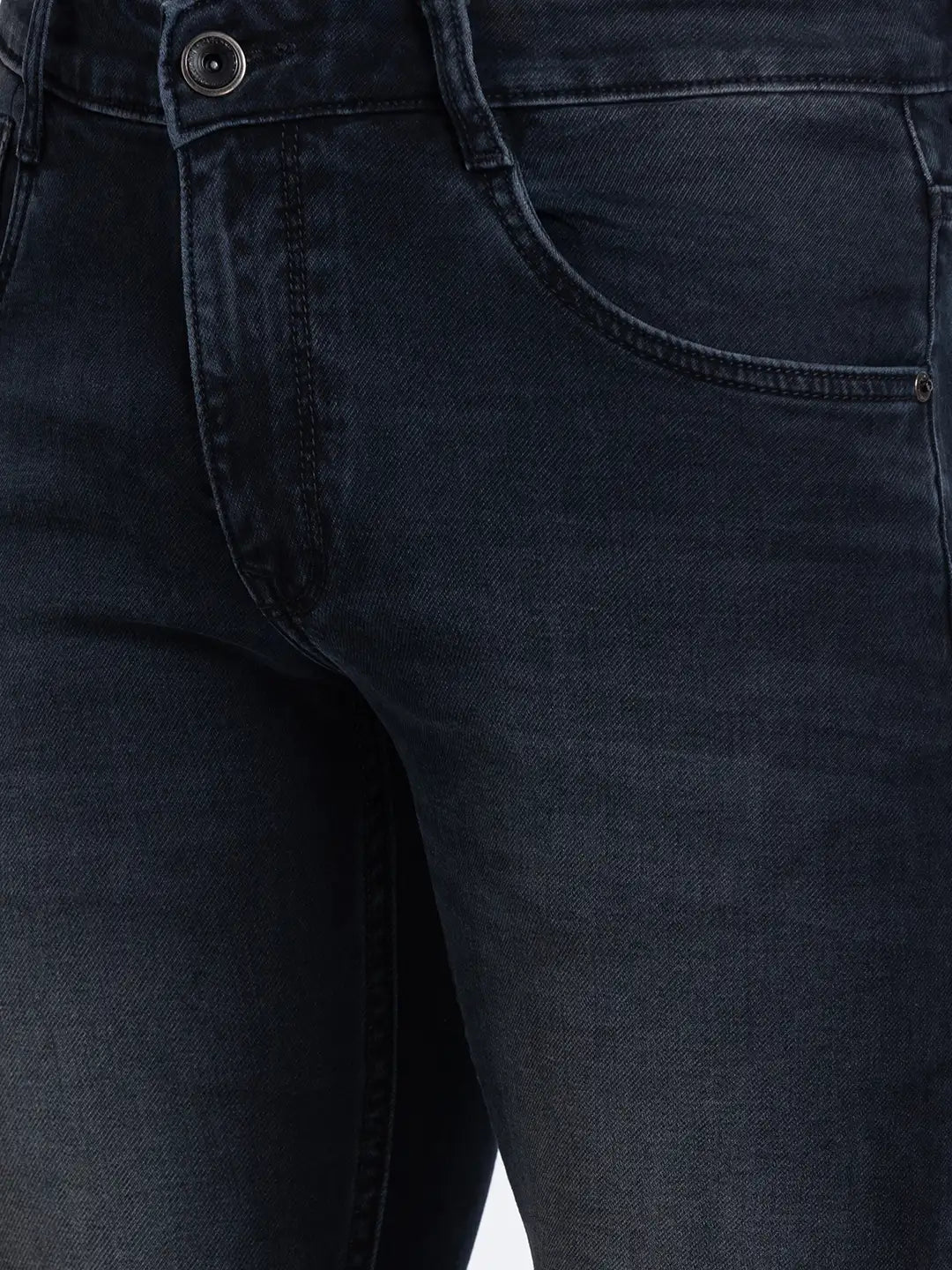 Men Low Rise Tapered Fit Black Jeans