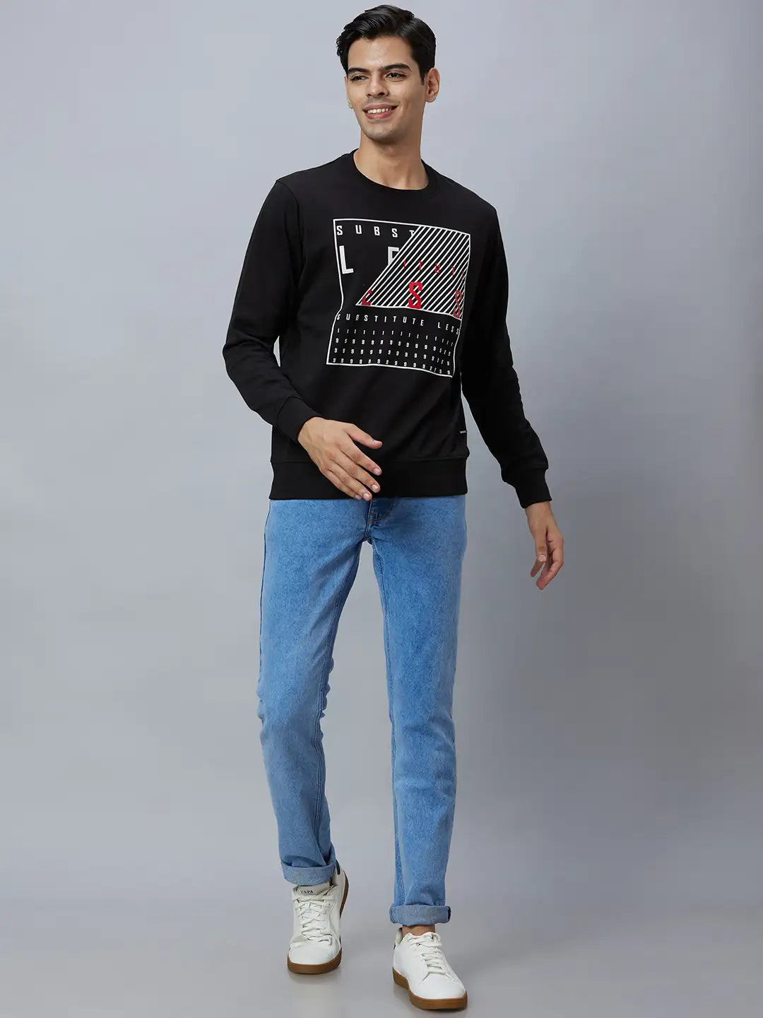 Men Grey Regular Fit Solid Cotton Blend Sweatshirts