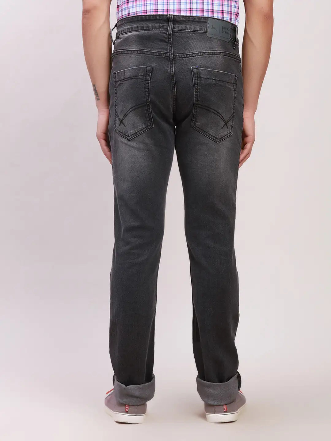 Parx Men Black Twill Low Rise Tapered Fit Cotton Blend Jeans MyRaymond