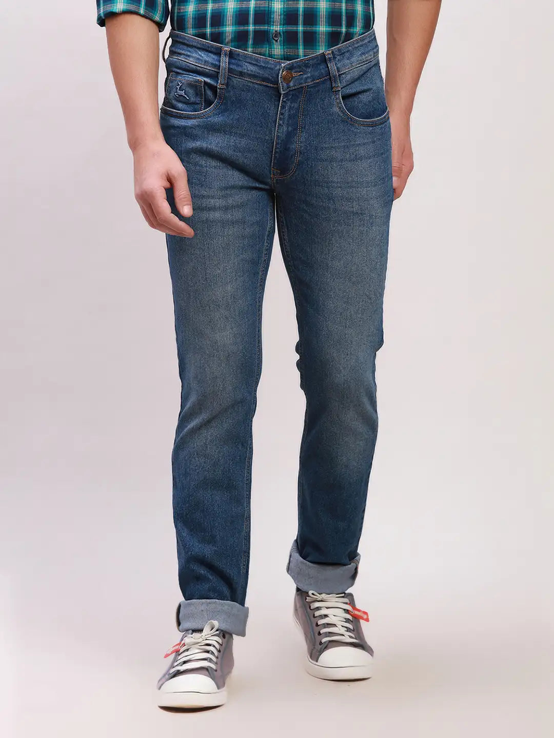 Parx Men Black Twill Low Rise Tapered Fit Cotton Blend Jeans