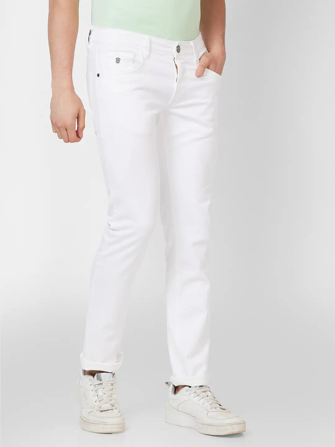 Parx Tapered Fit Solid Dark Khaki Jeans