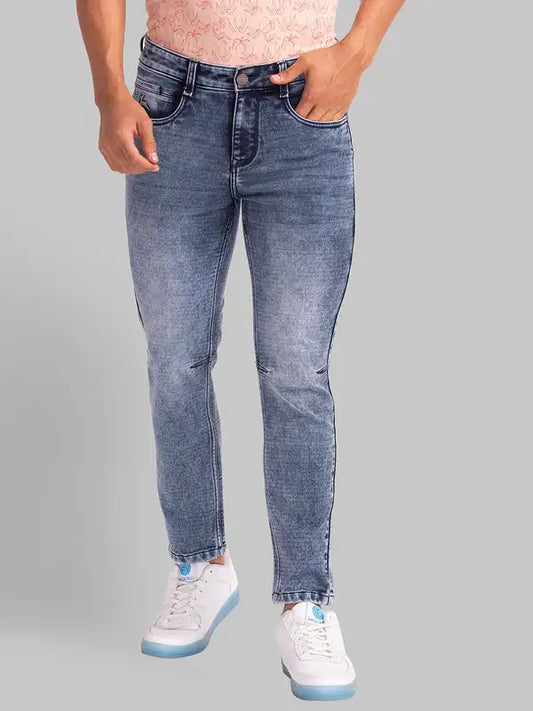 Men Skinny Cropped Fit Blue Jeans