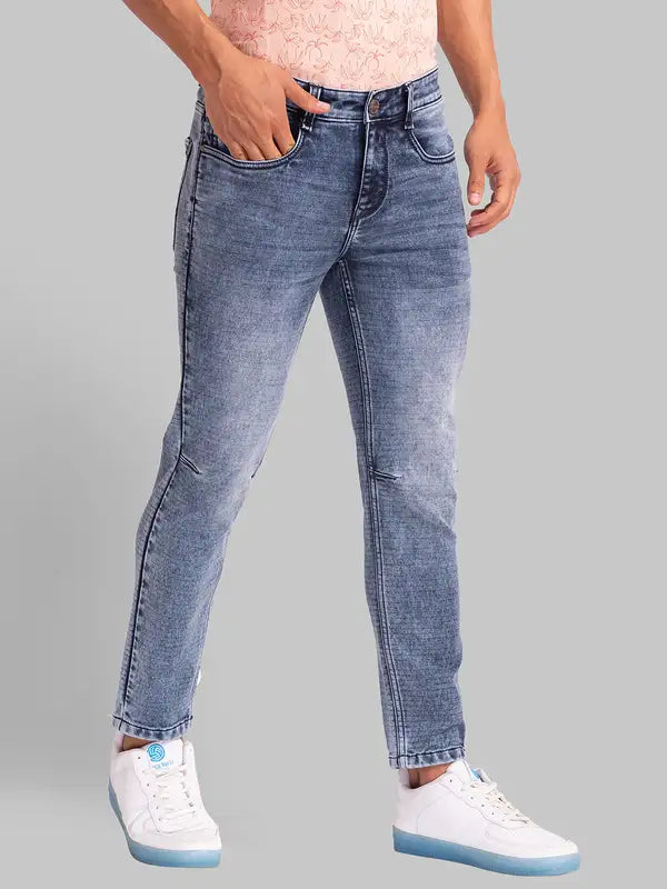 Men Skinny Cropped Fit Blue Jeans