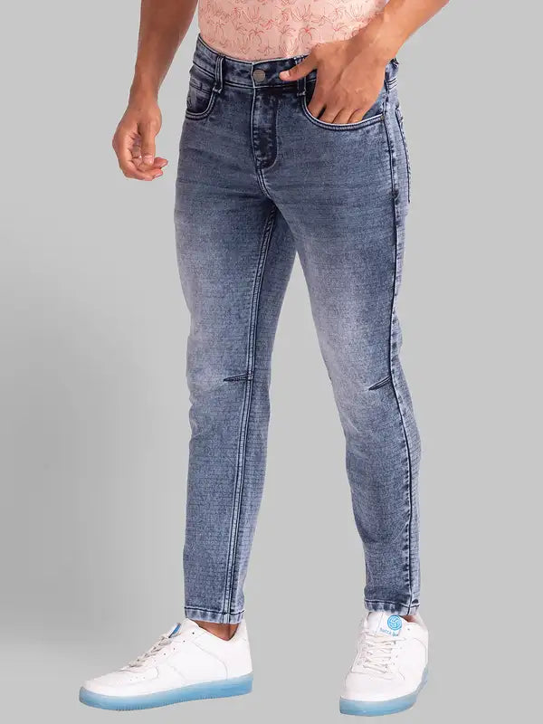 Men Skinny Cropped Fit Blue Jeans