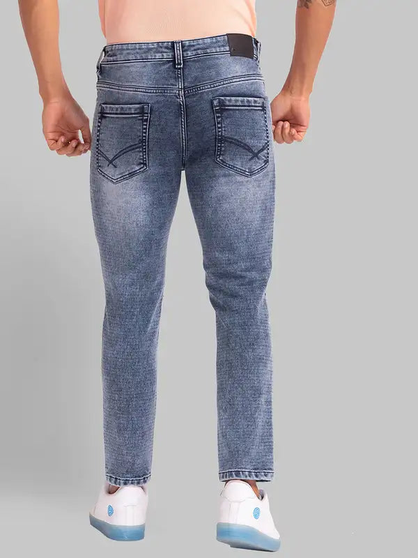 Men Skinny Cropped Fit Blue Jeans