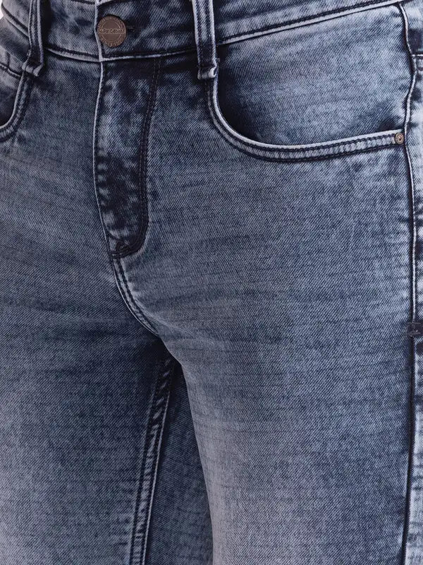 Men Skinny Cropped Fit Blue Jeans