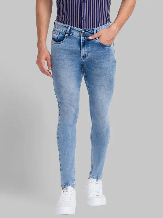 Men Skinny Cropped Fit Blue Jeans