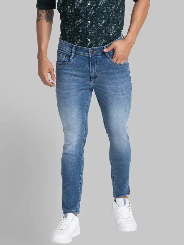 Men Skinny Cropped Fit Blue Jeans