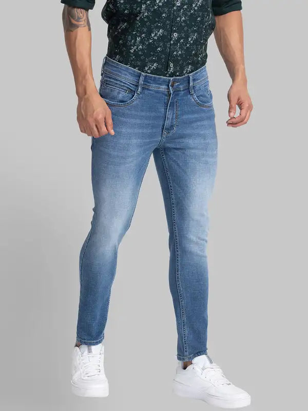 Men Skinny Cropped Fit Blue Jeans