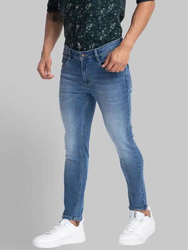 Men Skinny Cropped Fit Blue Jeans