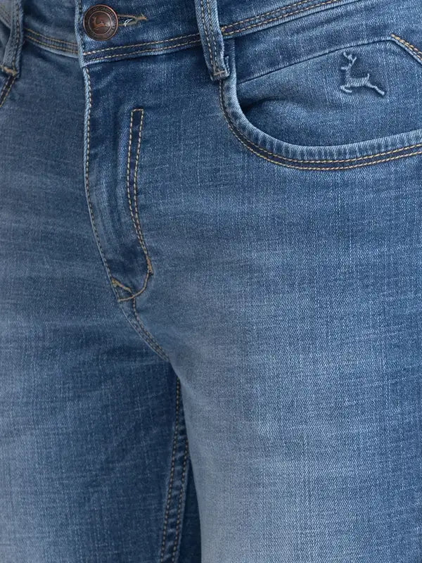 Men Skinny Cropped Fit Blue Jeans