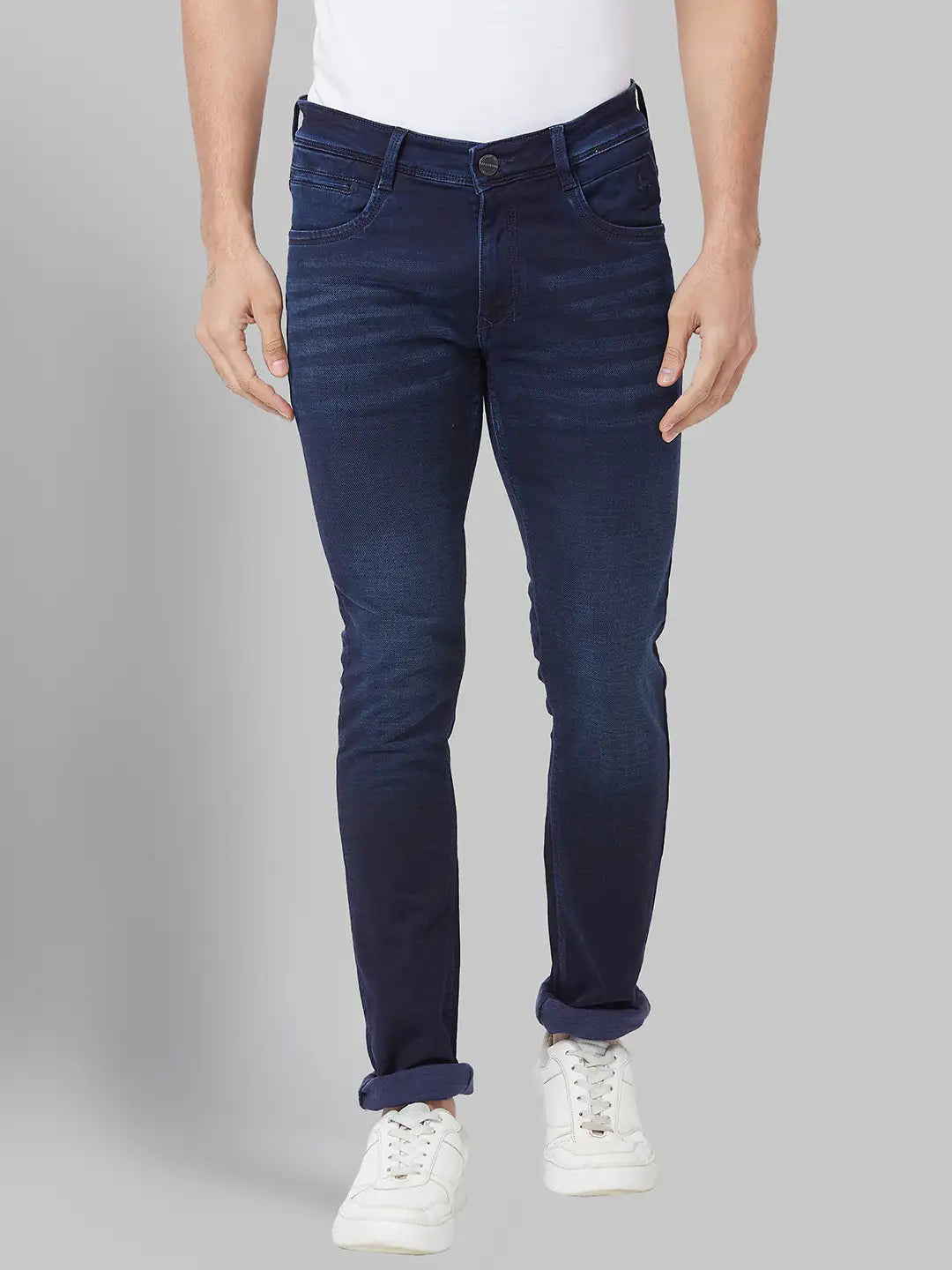 Men Slim Tapered Fit Blue Jeans