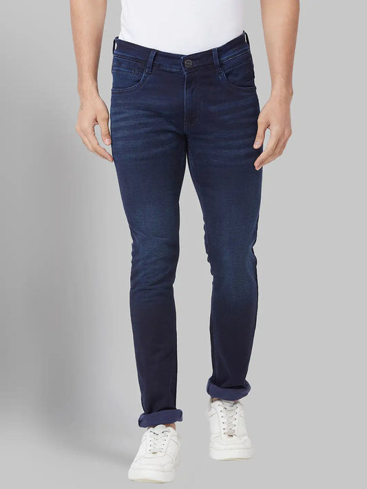 Men Slim Tapered Fit Blue Jeans