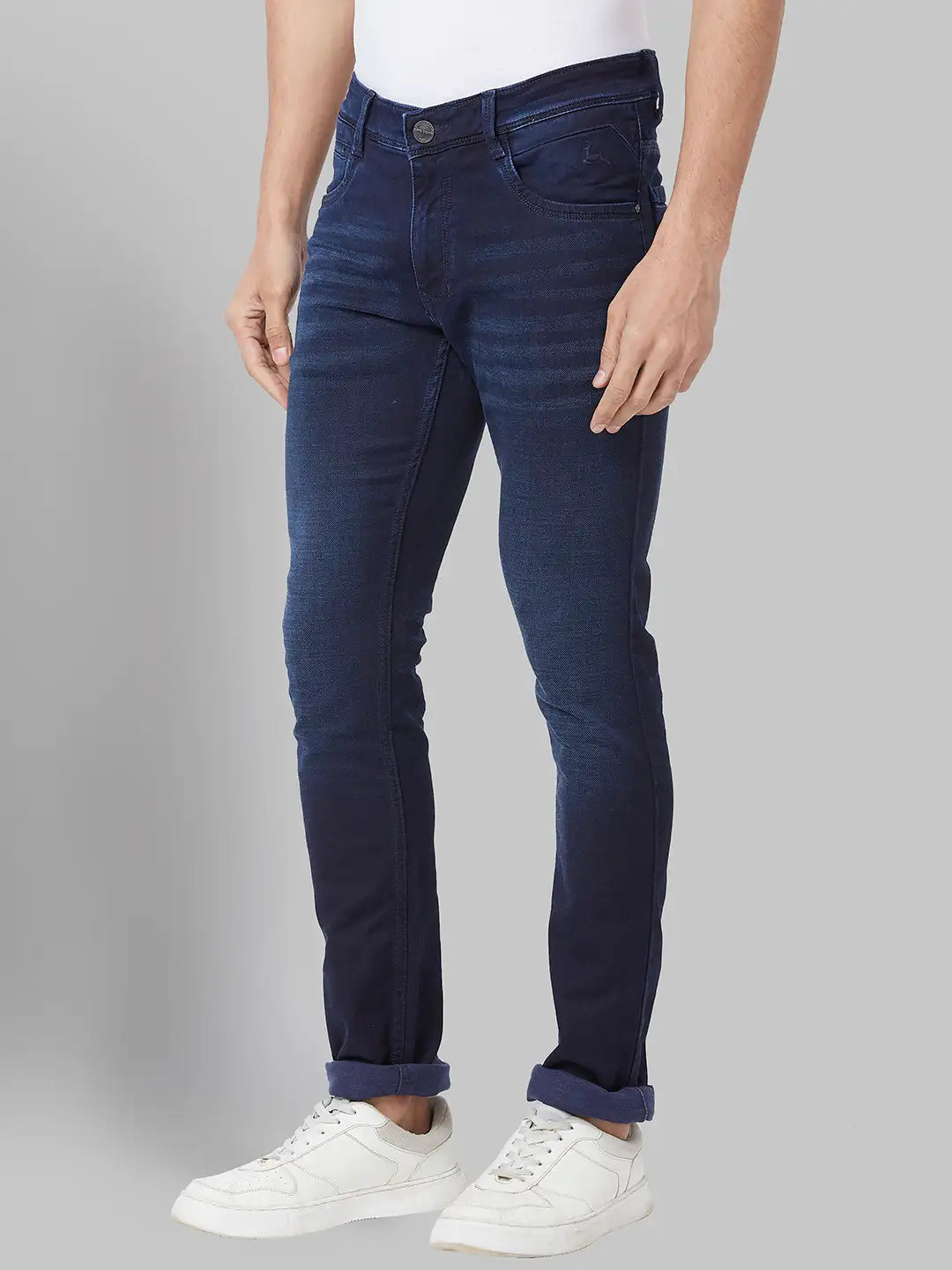 Men Slim Tapered Fit Blue Jeans