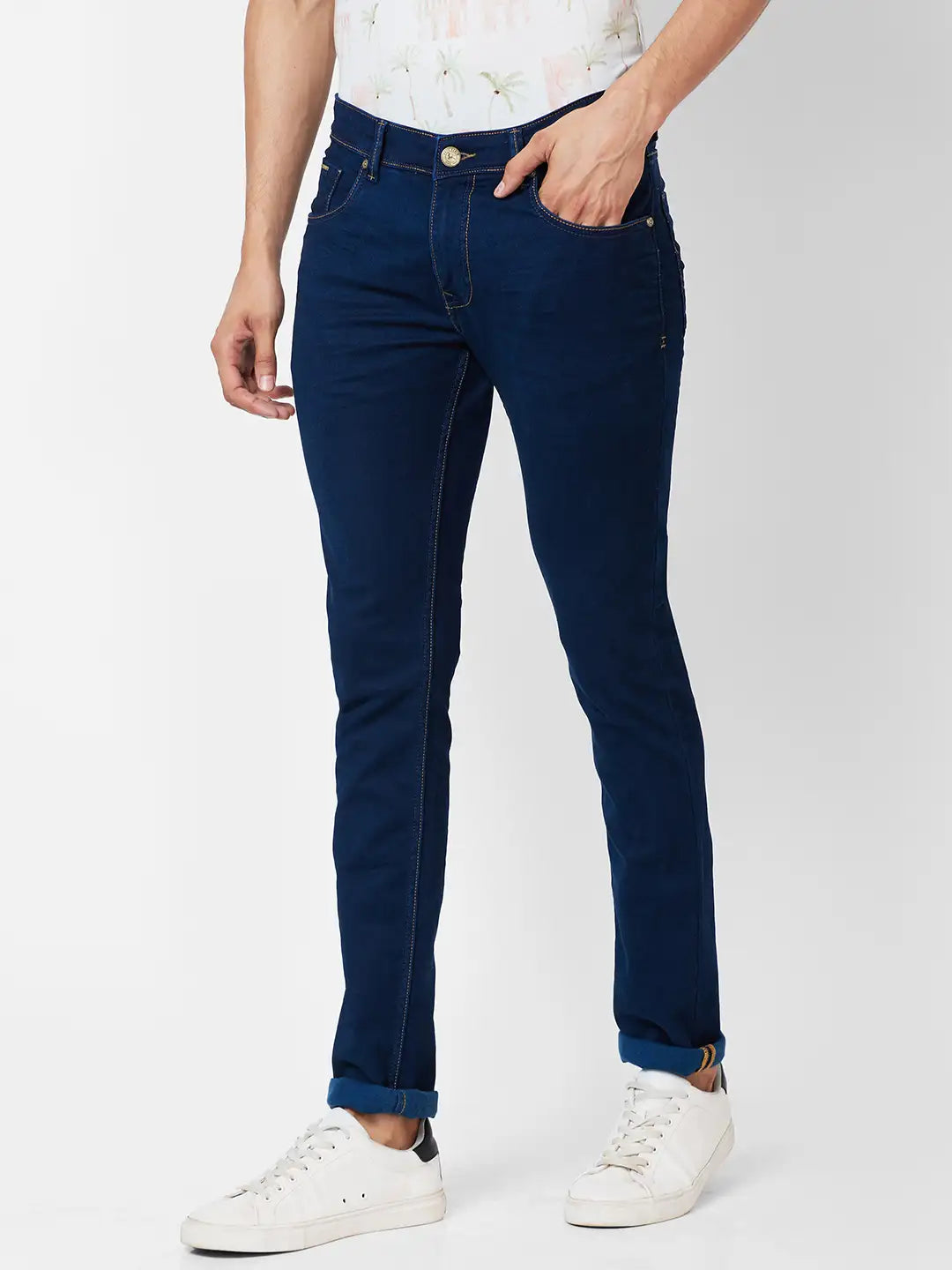 Parx Skinny Fit Solid Fancy Blue Jeans