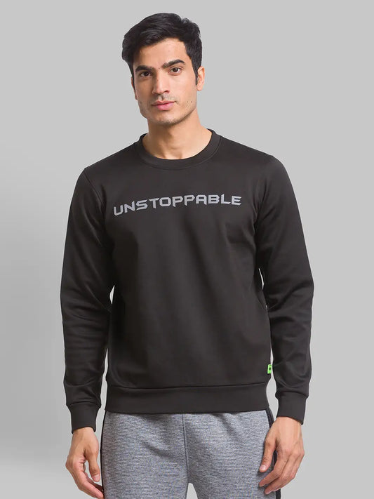 Men Regular Fit Black Sweatshirt