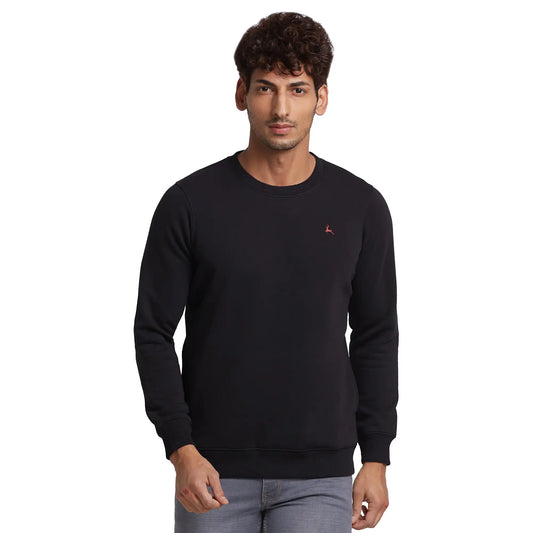 Parx Men Blue Cut & Sew Regular Fit Cotton Blend Round Neck Sweatshirt