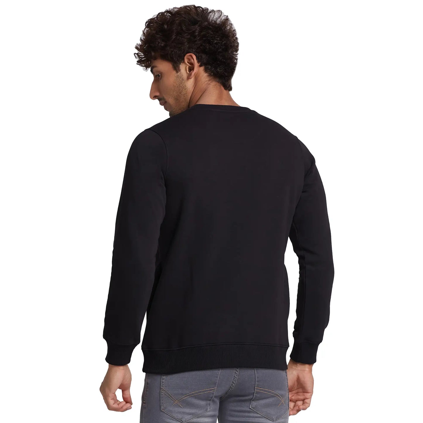 Parx Men Blue Cut & Sew Regular Fit Cotton Blend Round Neck Sweatshirt