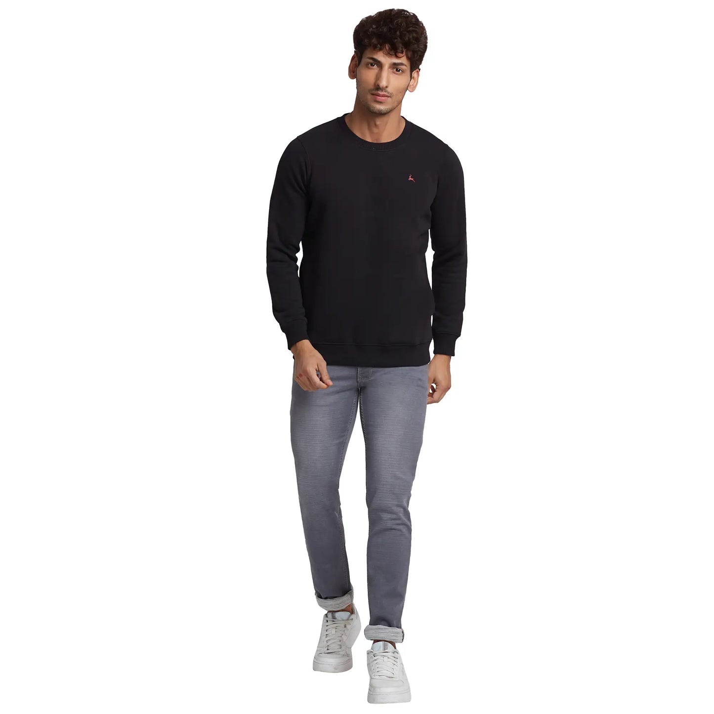 Parx Men Blue Cut & Sew Regular Fit Cotton Blend Round Neck Sweatshirt