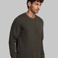 Men Petrol Regular Fit Solid Cotton Blend Sweatshirts