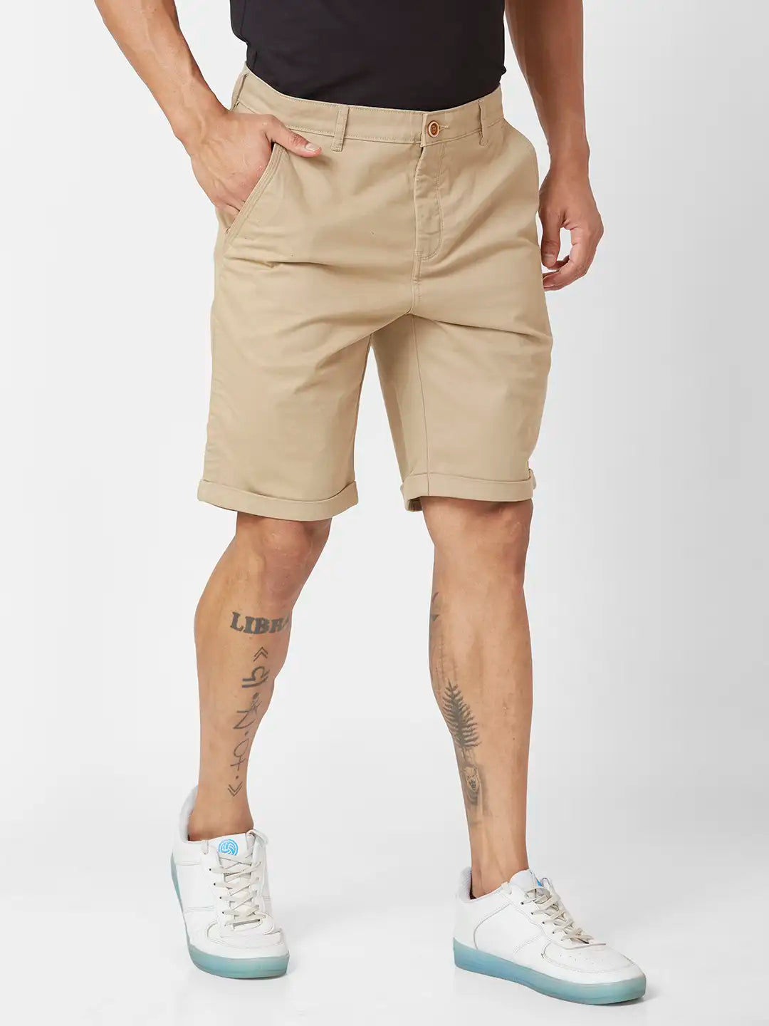 Parx Regular Fit Solid Dark Green Short