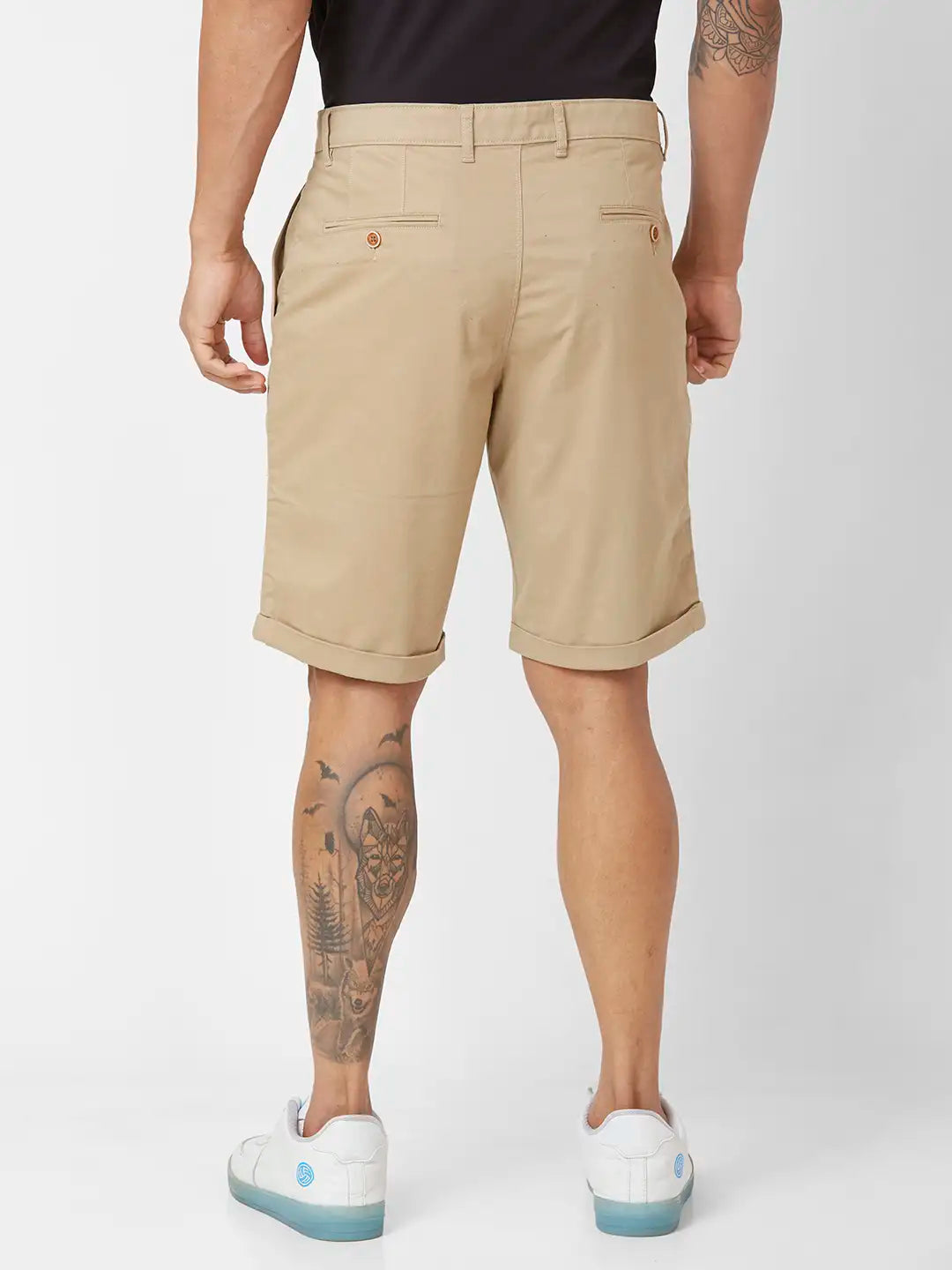 Parx Regular Fit Solid Dark Green Short