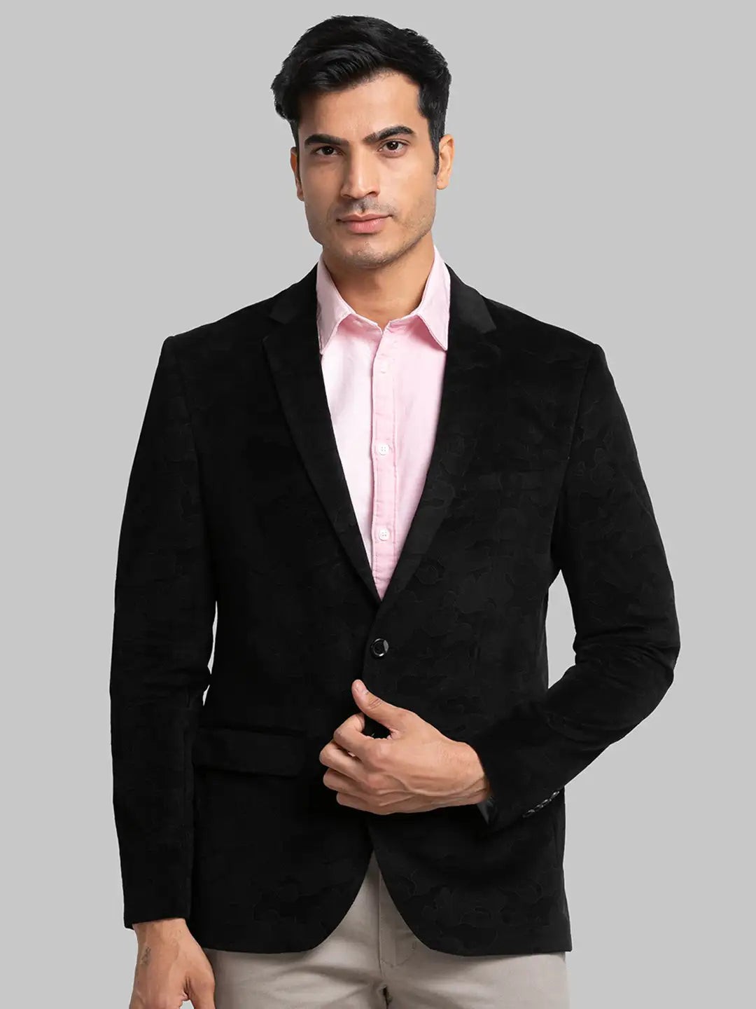 Men Regular Fit Blue Blazer