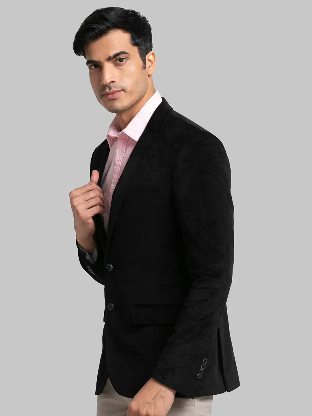 Men Regular Fit Blue Blazer