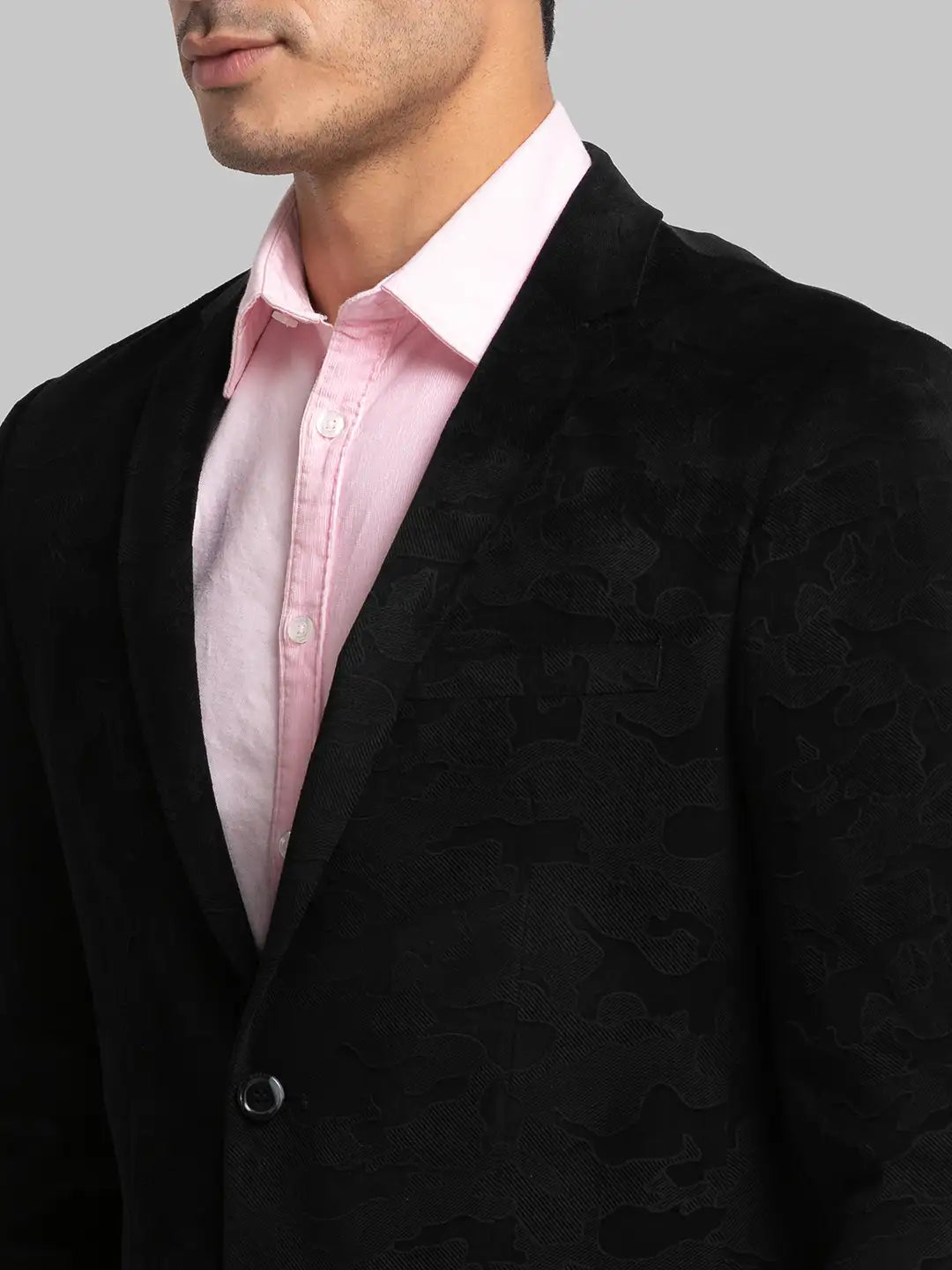 Men Regular Fit Blue Blazer