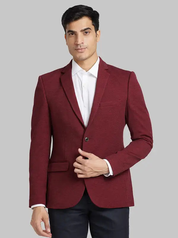 Men Regular Fit Orange Blazer