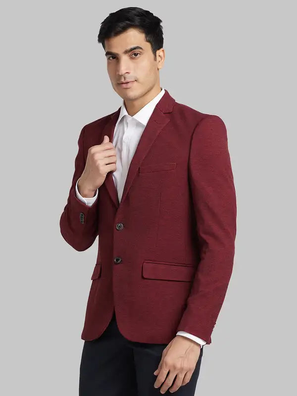 Men Regular Fit Orange Blazer