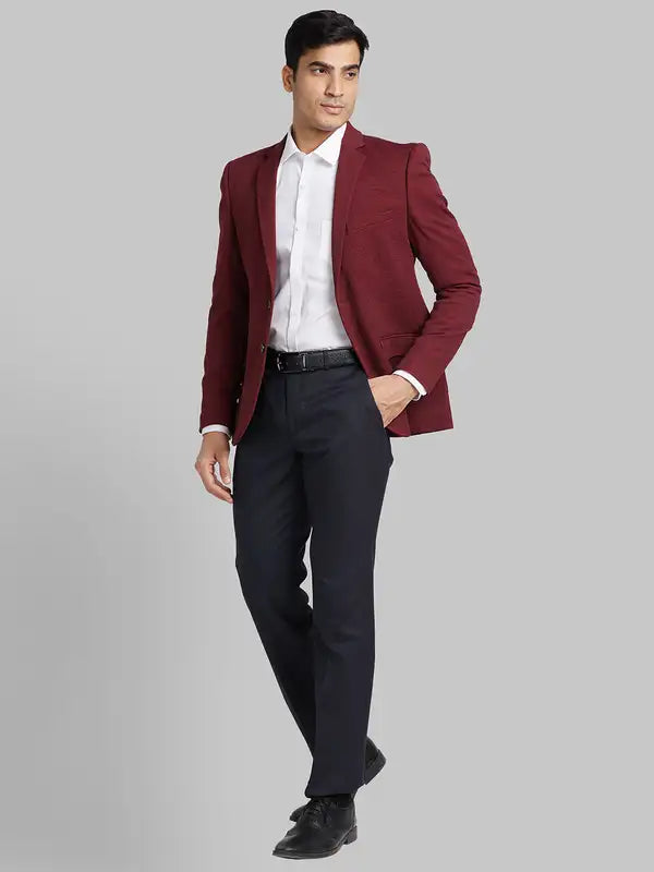 Men Regular Fit Orange Blazer