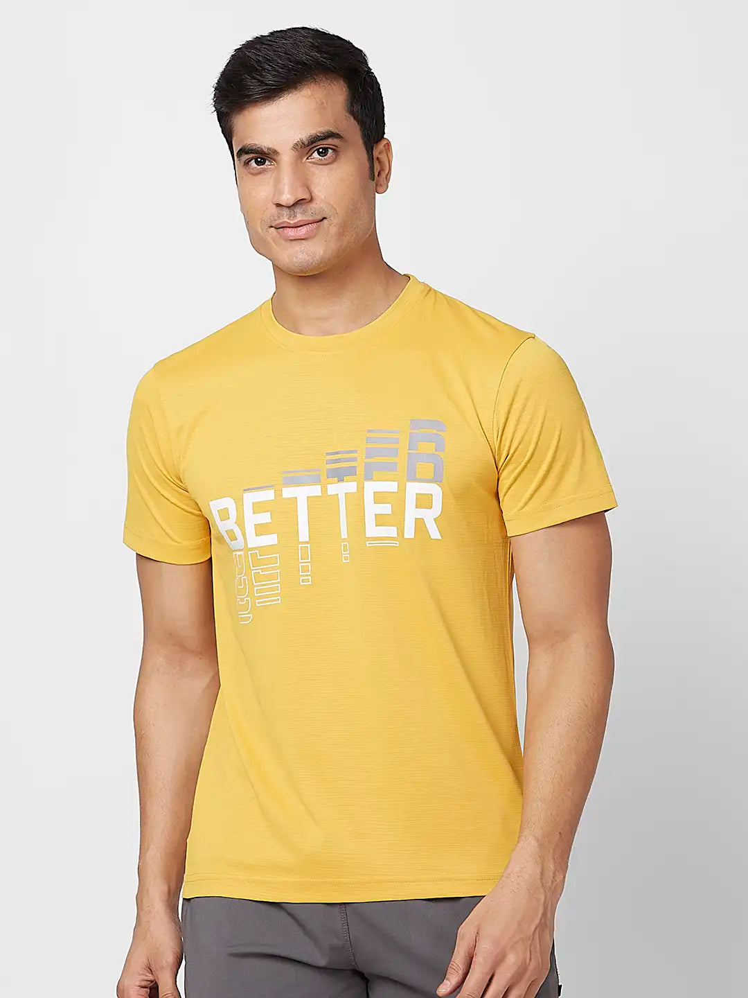Parx Men Yellow Print Regular Fit Cotton Polo Neck T-Shirt