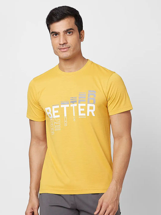Parx Men Yellow Print Regular Fit Cotton Polo Neck T-Shirt