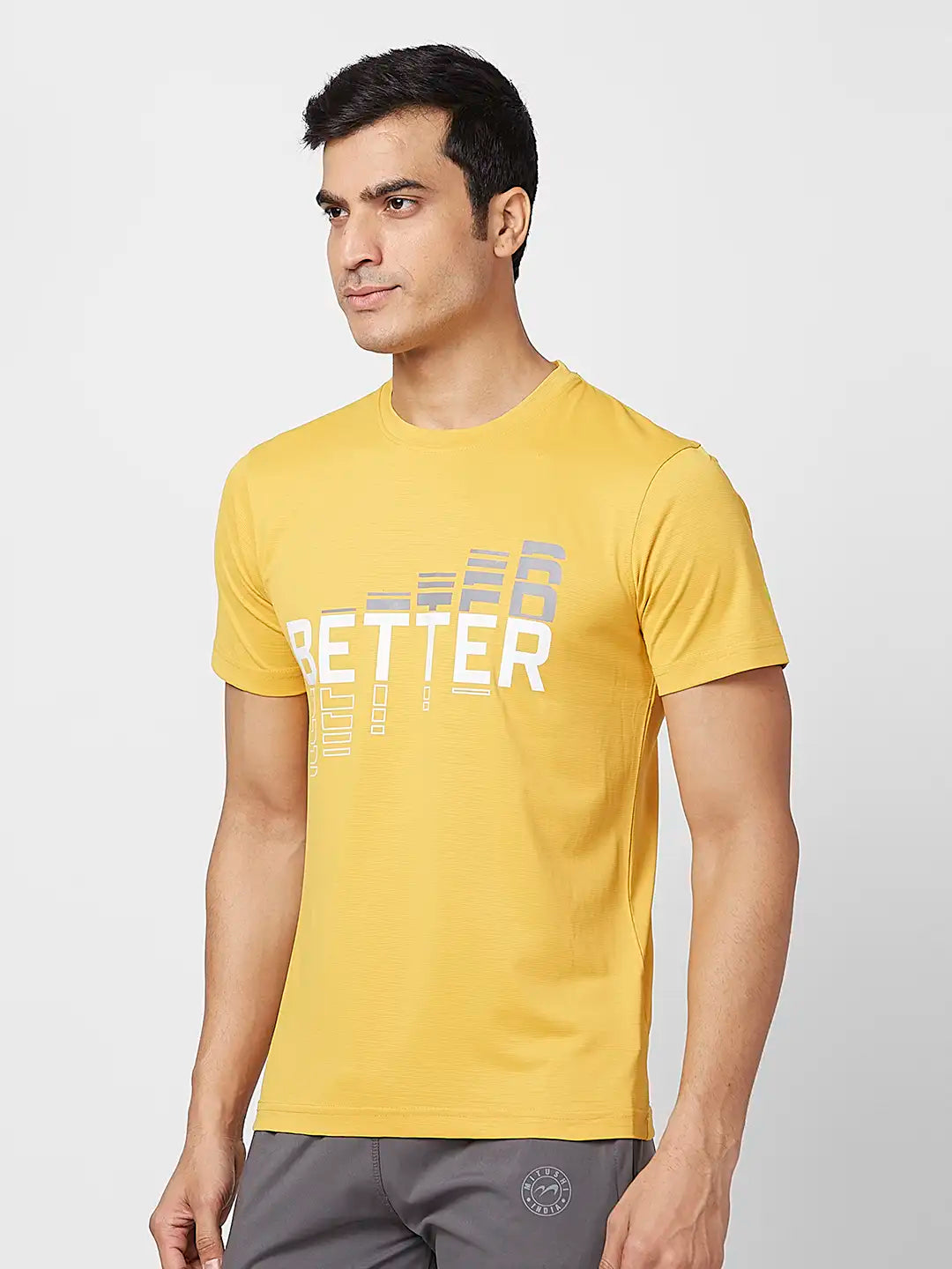 Parx Men Yellow Graphic Regular Fit Polyester Round Neck T