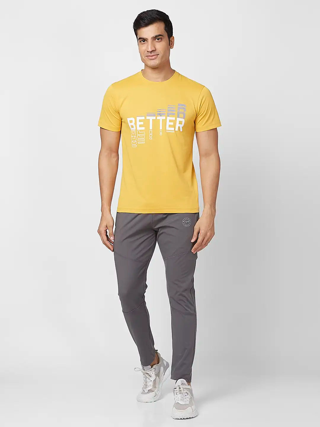 Parx Men Yellow Print Regular Fit Cotton Polo Neck T-Shirt