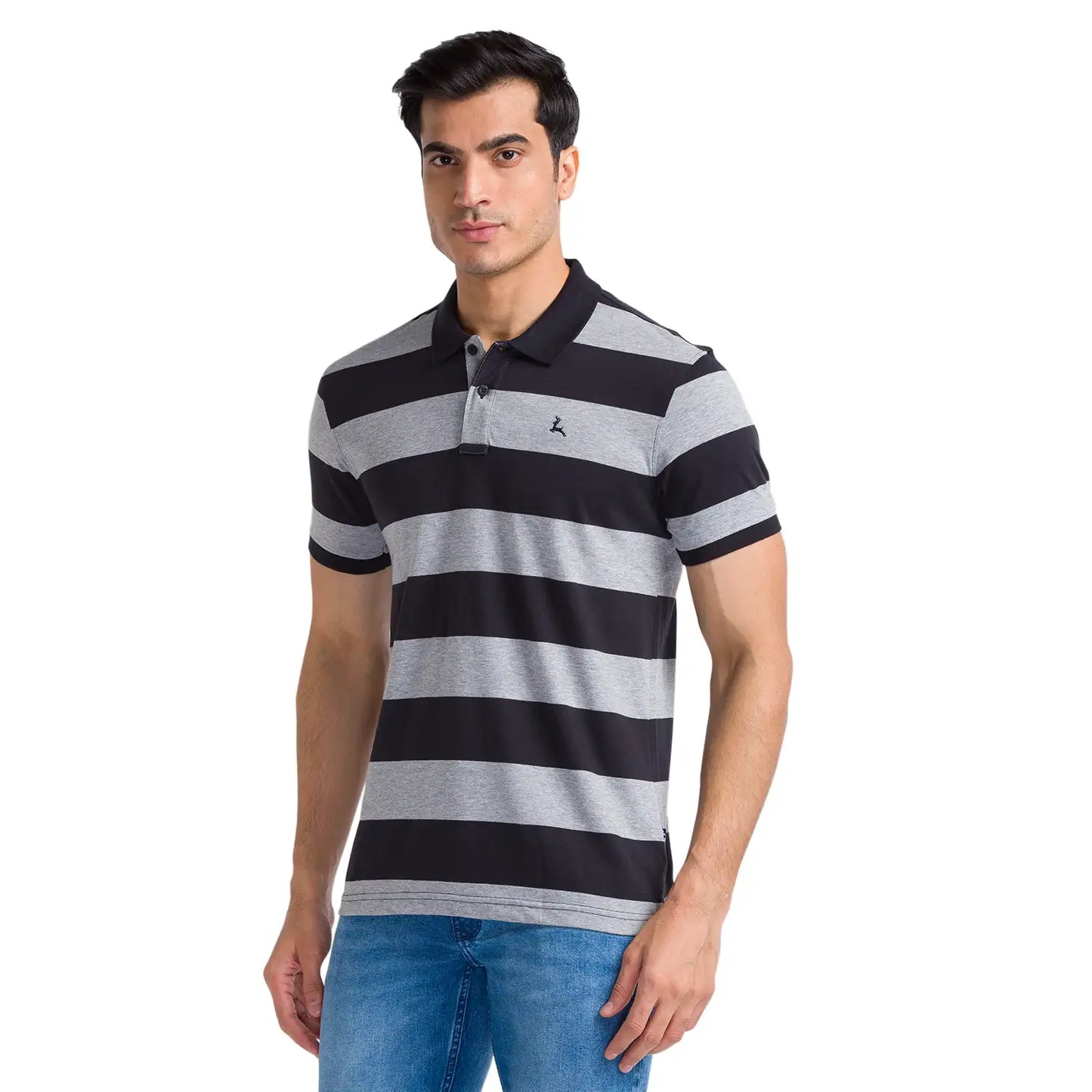 Men Regular Fit Blue Polo