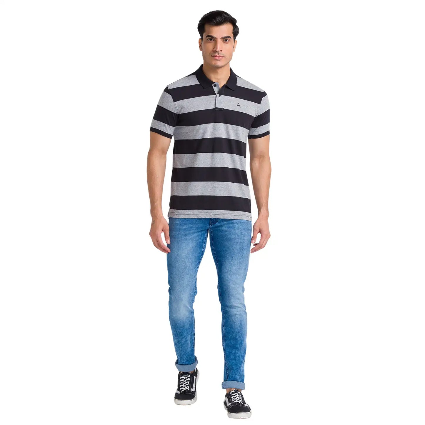 Men Regular Fit Blue Polo