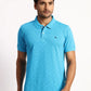 Parx Men Blue Solid Regular Fit Cotton Intarsia Neck T-Shirt